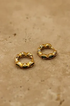 Hot Love From Lilou Amelia Hoop Earrings - Emerald / Gold