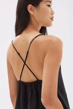 Hot Assembly Label Fiona Linen Midi Dress - Black