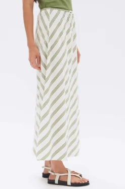 Discount Assembly Label Isola Stripe Skirt - Pandan/Antique White