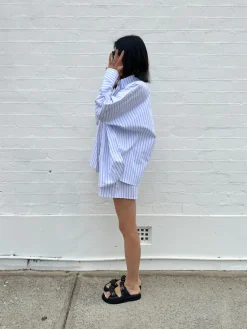 Online Tiny Trove Adult Isla Stripe Cotton Set - White/Blue Stripe