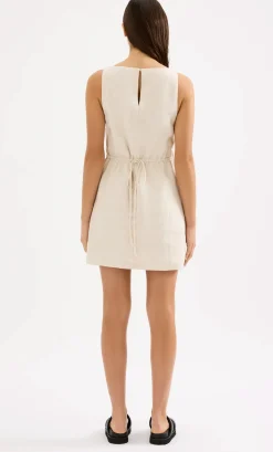 Clearance Nude Lucy Aliya Linen Mini Dress - Natural