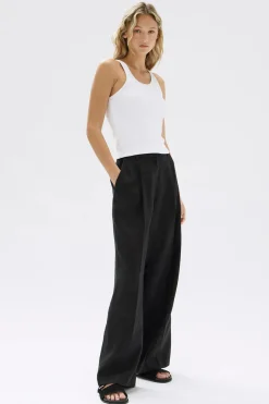 Discount Assembly Label Aria Linen Pant - Black