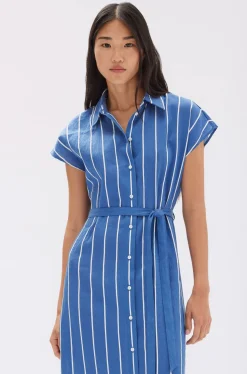 Hot Assembly Label Ayla Stripe Shirt Dress - Royal/White
