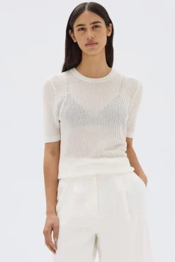 Outlet Assembly Label Belle Knit Short Sleeve Tee - Cream