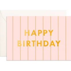 Outlet Fox & Fallow Birthday Peony Pinstripe Mini Greeting Card