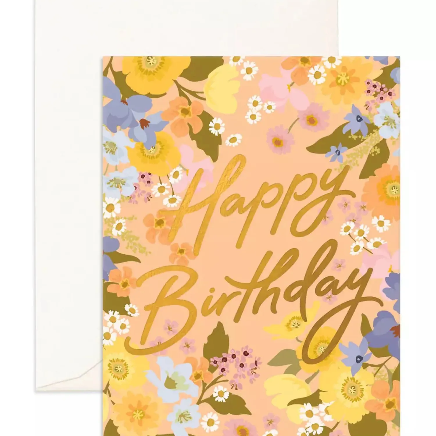 Sale Fox & Fallow Birthday Spring Florals Peach Greeting Card