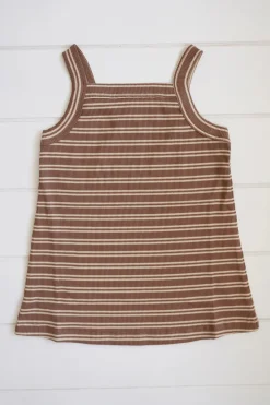 Hot Milky Designs Bobbi Rib Dress - Choc Stripe