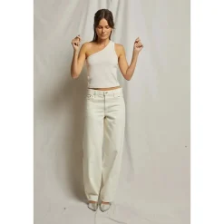 Outlet Perfect White Tee Call Me One Shoulder Rib Tank
