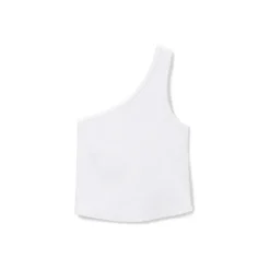 Outlet Perfect White Tee Call Me One Shoulder Rib Tank