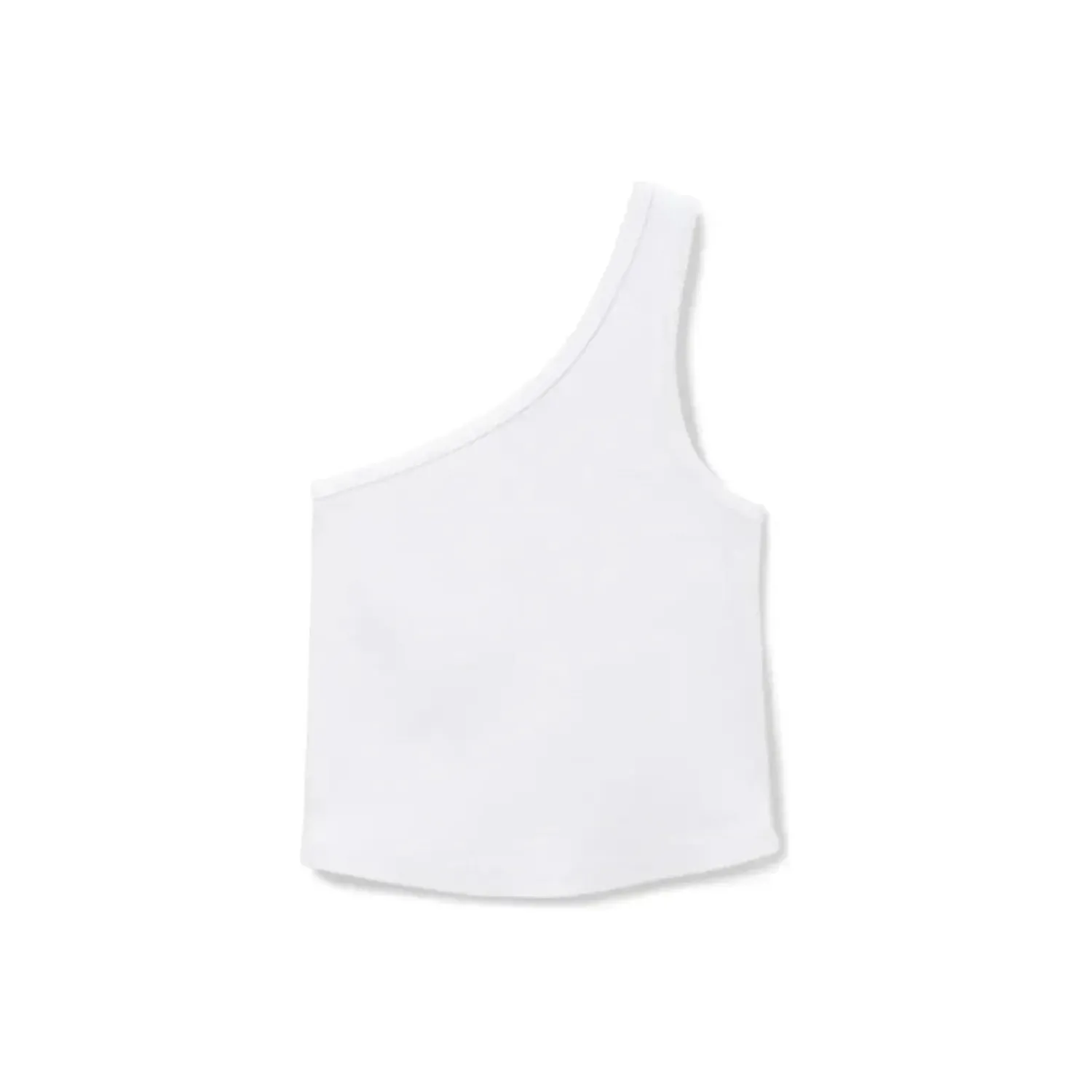 Outlet Perfect White Tee Call Me One Shoulder Rib Tank