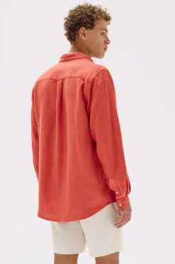 Online Assembly Label Mens Casual Long Sleeve Shirt - Papaya
