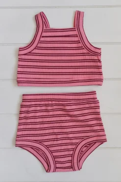 Clearance Milky Designs Cleo Rib Set - Pink And Red Stripe
