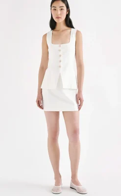 Outlet Nude Lucy Clio Linen Skirt- White
