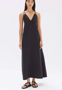 Hot Assembly Label Fiona Linen Midi Dress - Black