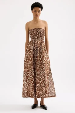 Online Nude Lucy Florense Shirred Maxi Dress