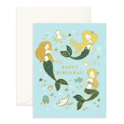 Outlet Fox & Fallow Happy Birthday Mermaids Greeting Card