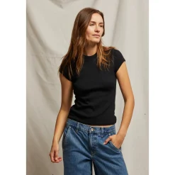 Sale Perfect White Tee Jude Ribbed Baby Tee - True Black