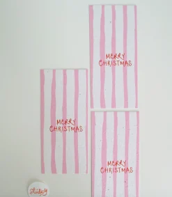 Hot Studio Y Creative Large Christmas Stripe Gift Tag - Pink