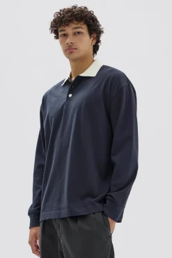 New Assembly Label Mens Leonard Long Sleeve Jersey Polo