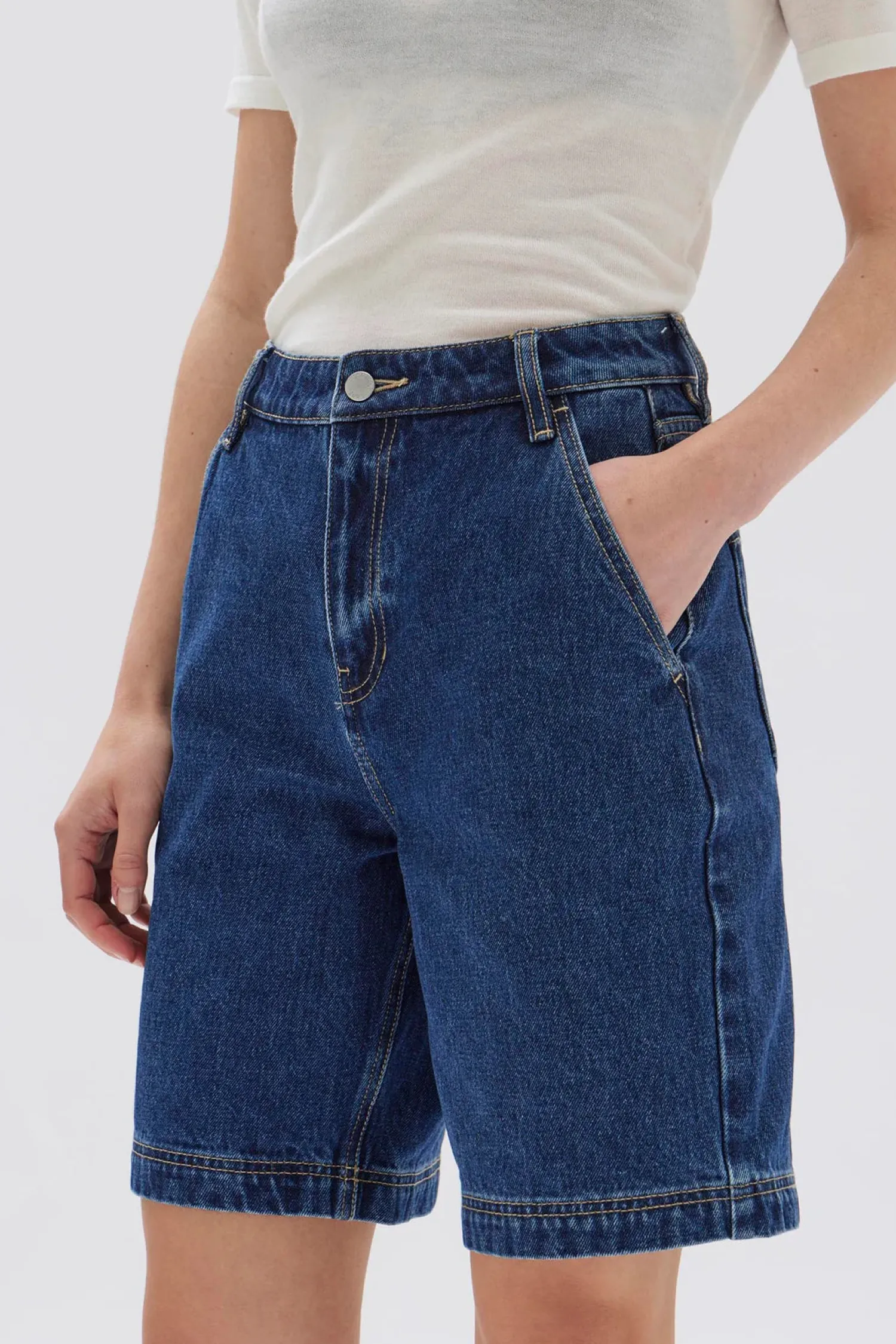 Online Assembly Label Longline Denim Short - Heritage Blue