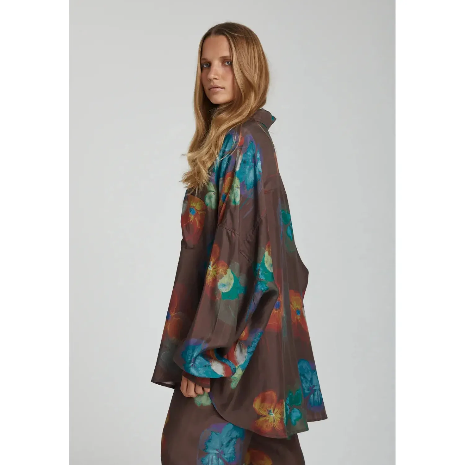 Hot Summi Summi LS Oversized Shirt - Pansy Drip
