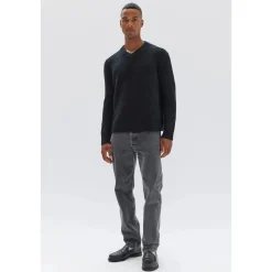 Online Assembly Label Marley V Neck Cotton Blend Knit - Black