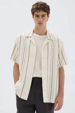 Online Assembly Label Matera Short Sleeve Shirt - Cream / Black