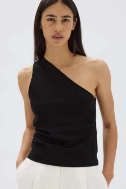 Hot Assembly Label Orchid Jersey One Shoulder Top - Black