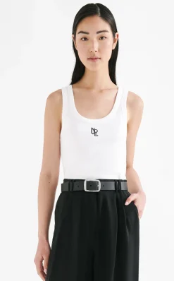 Hot Nude Lucy Organic Emblem Singlet - White