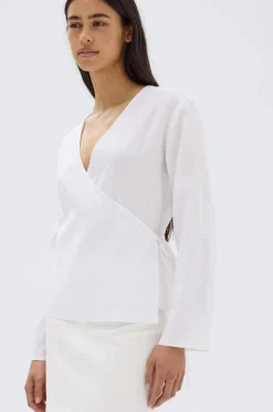 Assembly Label Renee Linen Wrap Top - White