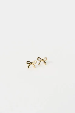 Online Love From Lilou Ribbon Stud Earrings - Gold