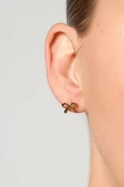 Online Love From Lilou Ribbon Stud Earrings - Gold