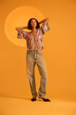 Hot Kinga Csilla Saguaro Marceil Tie Blouse