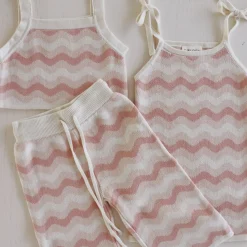 Hot Golden Children Seashore Knit Set - Strawberry & Cream