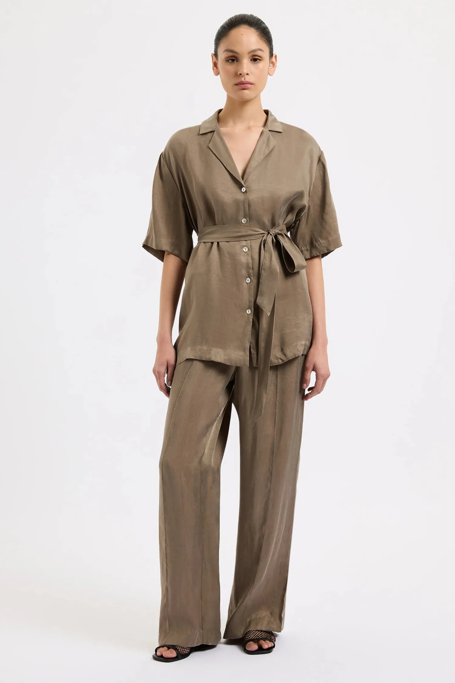 Best Nude Lucy Seshni Tencel Shirt - Chestnut