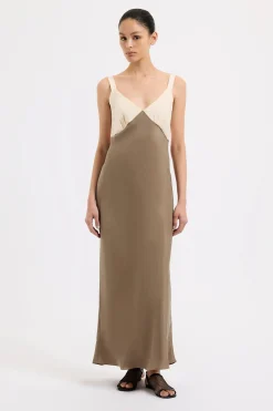 Discount Nude Lucy Seshni Tencel Slip Dress - Chestnut Splice