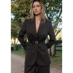 Online Assembly Label Sofia Wool Pinstripe Jacket - Chestnut Stripe