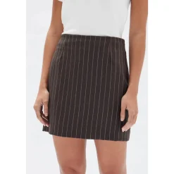 Online Assembly Label Sofia Wool Pinstripe Mini Skirt - Chestnut Stripe
