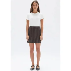 Online Assembly Label Sofia Wool Pinstripe Mini Skirt - Chestnut Stripe