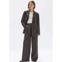 Online Assembly Label Sofia Wool Pinstripe Pant - Chestnut Stripe