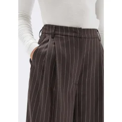 Online Assembly Label Sofia Wool Pinstripe Pant - Chestnut Stripe