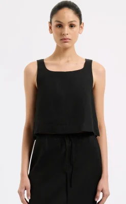 Hot Nude Lucy Thilda Linen Top - Black