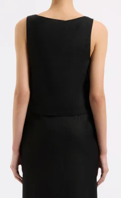 Hot Nude Lucy Thilda Linen Top - Black