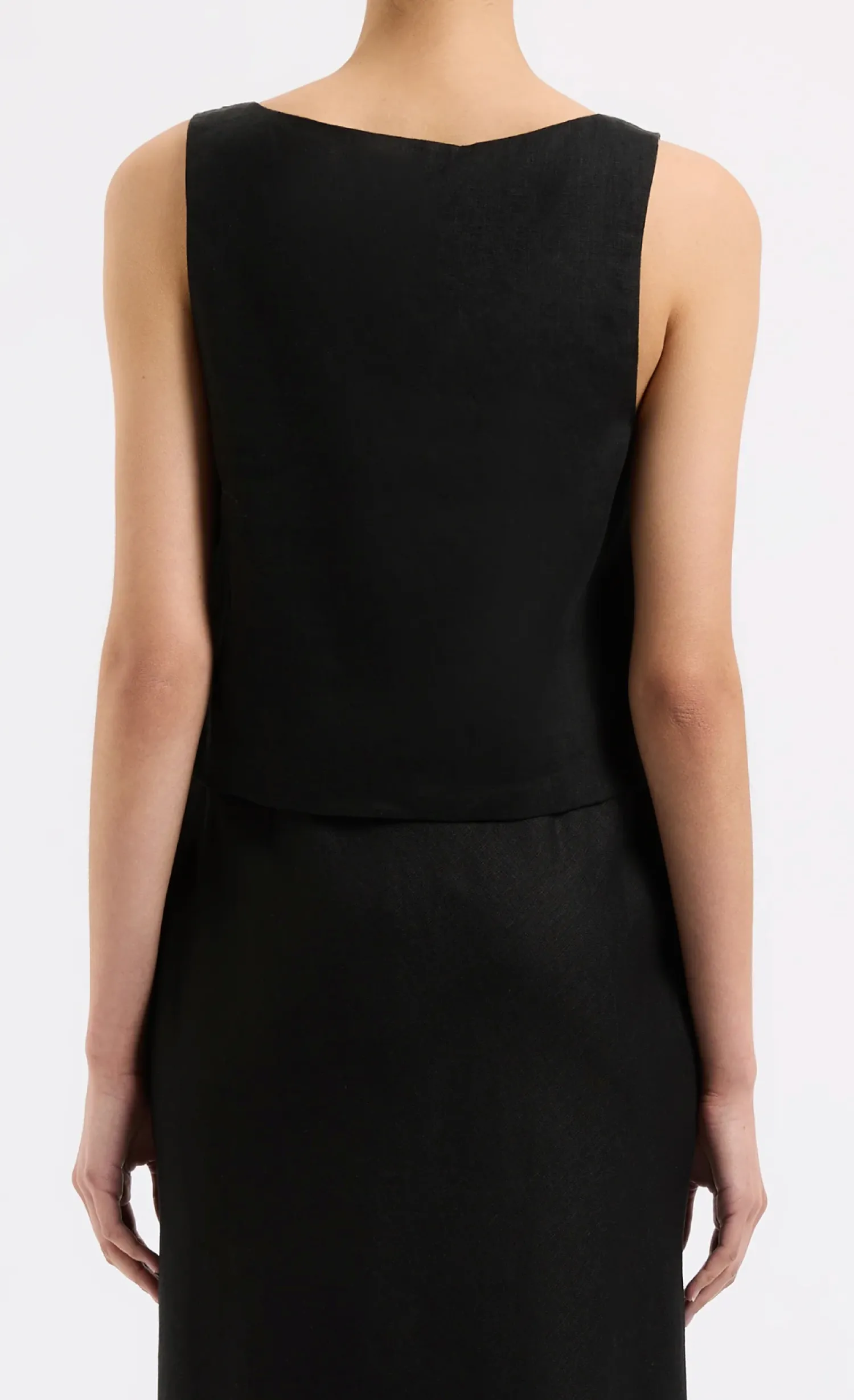 Hot Nude Lucy Thilda Linen Top - Black