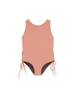 Clearance Summer Sun Label Tie Side Swimsuit - Chocolate With Honey Glow Tie Sides