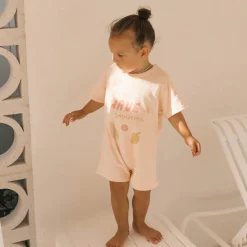 Sale Golden Children Tropical Wave Playsuit Terry Towel - Pearl Pink