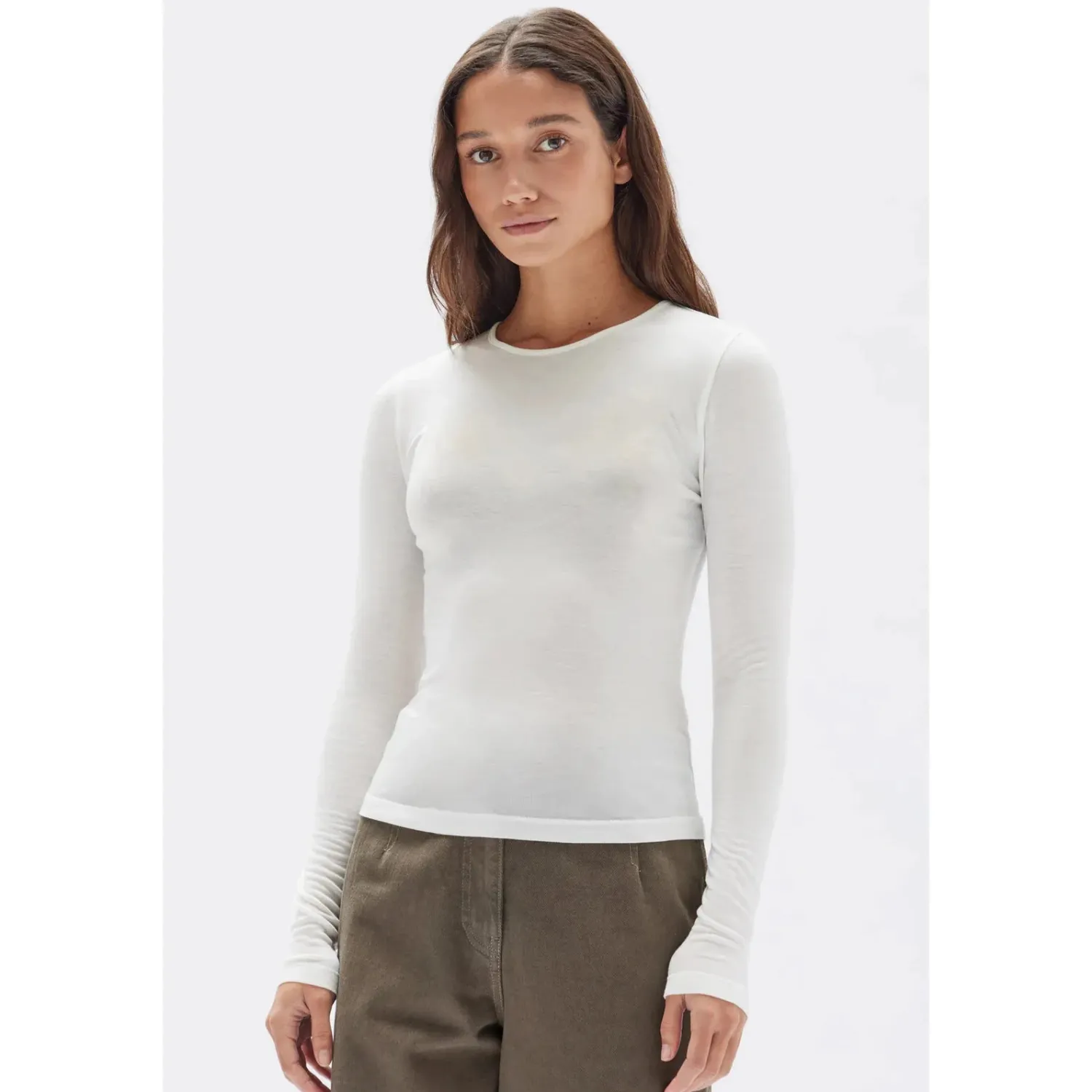 Outlet Assembly Label Violet Long Sleeve Tee - White