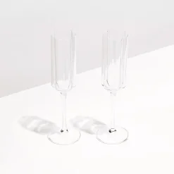 Clearance FAZEEK Wave Flute Set Of 2 - Clear