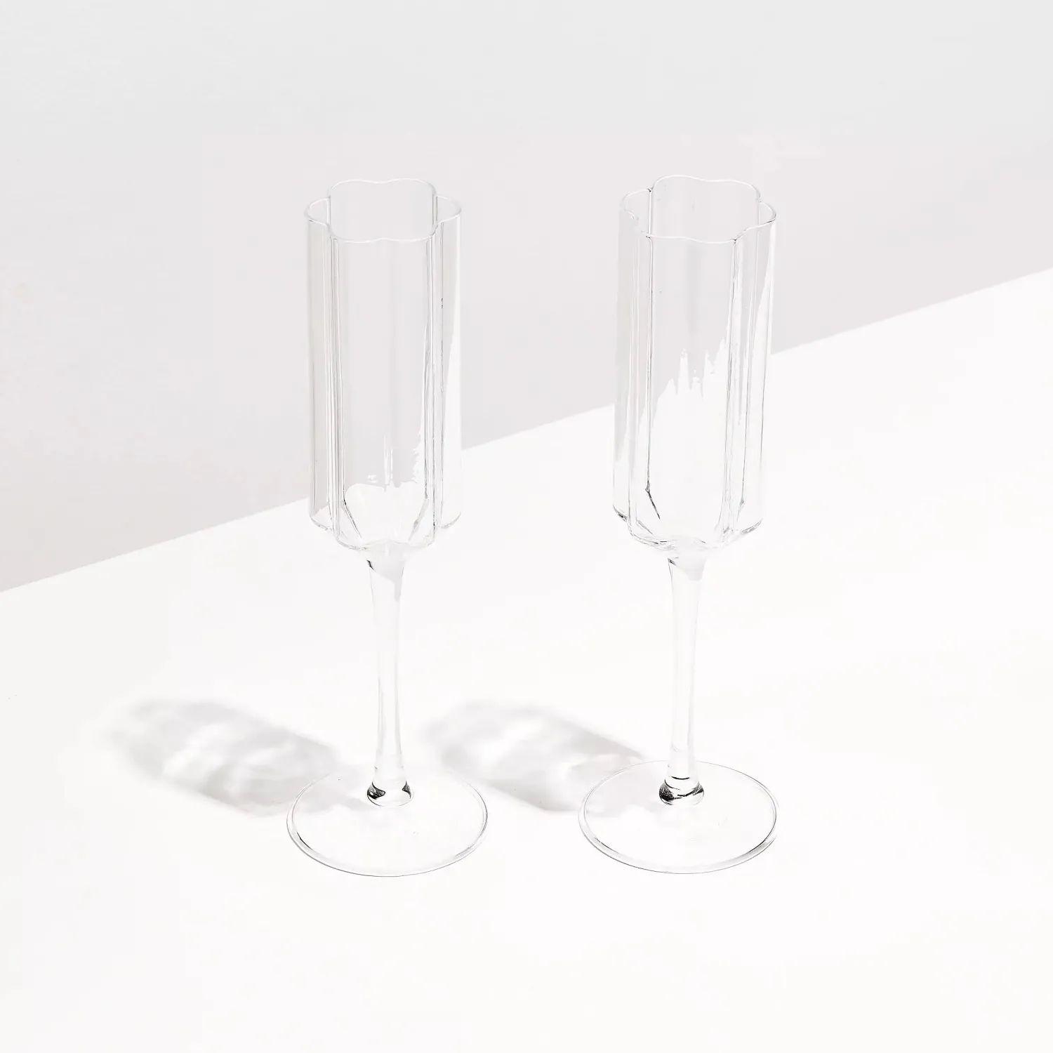 Clearance FAZEEK Wave Flute Set Of 2 - Clear