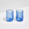 Discount FAZEEK Wave Glass Set Of 2 - Blue